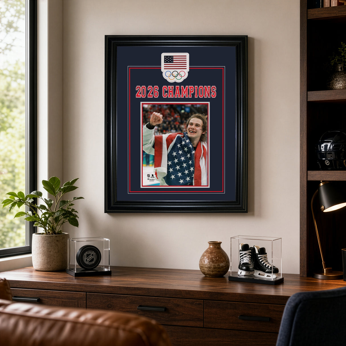 Jack Hughes Framed 16x20 Team USA  2026 Winter Olympics Gold Medal Celebration