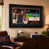 Jack Hughes Team USA 2026 Winter Olympics Golden Goal Celebration Collage Frame 15x24