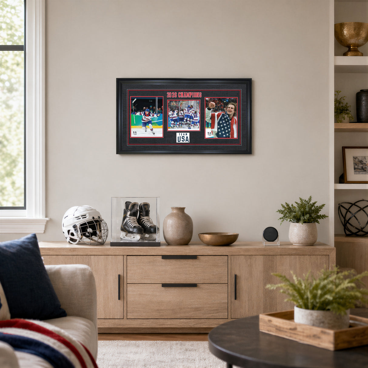 Jack Hughes Team USA Winter Olympics 2026 Champions Collage Frame 18x32