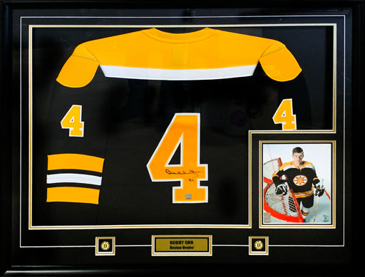 Bobby Orr Signed Framed Boston Bruins Dark Replica Fanatics Jersey - Frameworth Sports Canada 