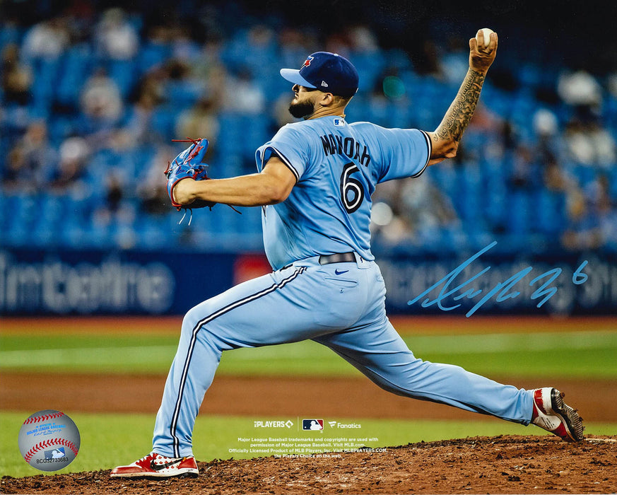 Alek Manoah Signed 8x10 Unframed Jays Action Throwing Back view -H