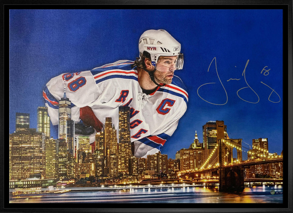 Jaromir Jagr Signed Framed 20x29 New York Rangers Skyline Canvas Limited Edition /68