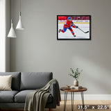 Nick Suzuki Montreal Canadiens Framed 20x29 Shooting Follow Through Canvas – Detail – Frameworth