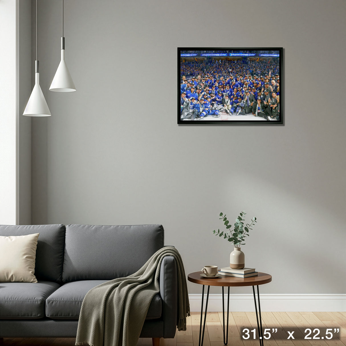 Tampa Bay Lightning Framed 20x29 2021 Stanley Cup Champion Team Photo Canvas – Detail – Frameworth