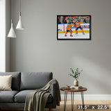 Leon Draisaitl and Connor McDavid 20x29 Framed Canvas Oilers Celebration-H – Detail – Frameworth