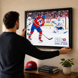 Cole Caufield 20x29 Canvas Framed Montreal Canadiens 50th Goal 2026 NHL  Regular Season - lifestyle 1