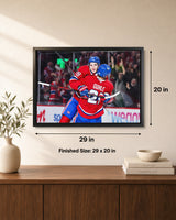 Lane Hutson 20x29 Canvas Framed Montreal Canadiens 2026 NHL Playoffs Overtime Game Winning Goal Celebration - lifestyle 4