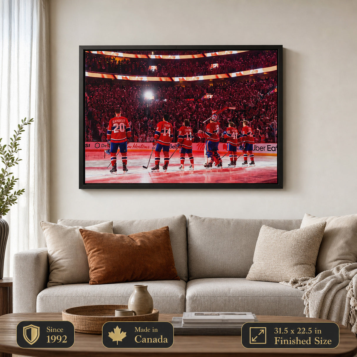 Montreal Canadiens 2026 NHL Playoffs Canvas — couch lifestyle