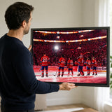 Montreal Canadiens 2026 NHL Playoffs Canvas — collector inspecting frame
