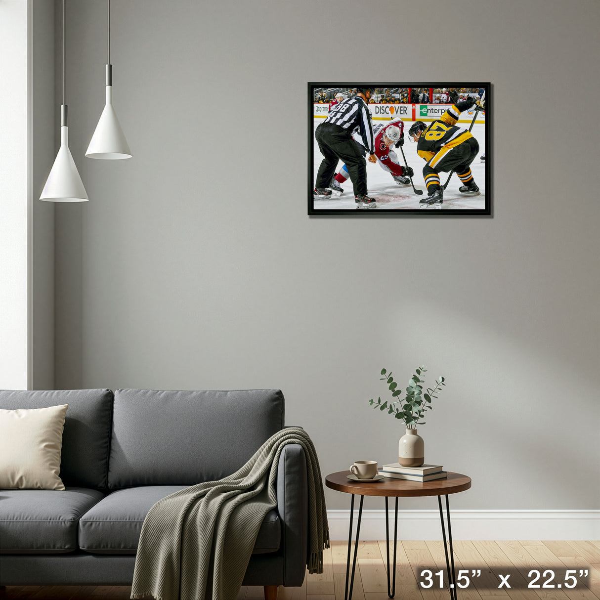 Sidney Crosby and Nathan MacKinnon Framed 20x29 Faceoff Canvas – Detail – Frameworth