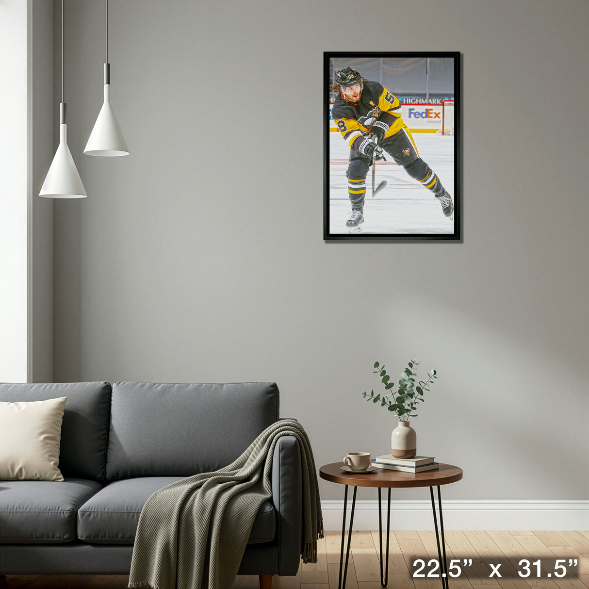 Kris Letang Pittsburgh Penguins Framed 20x29 Shooting Canvas – Detail – Frameworth