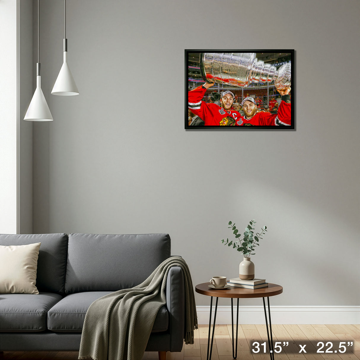 Jonathan Toews & Patrick Kane Chicago Blackhawks Framed 20x29 Lifting Stanley Cup Canvas – Detail – Frameworth
