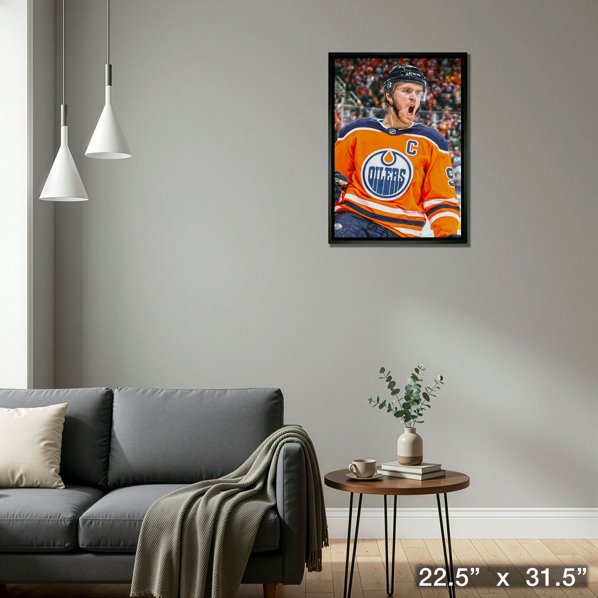 Connor McDavid Edmonton Oilers Framed 20x29 Goal Celebration Close-Up Canvas – Detail – Frameworth