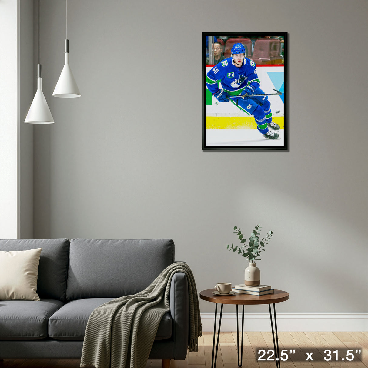 Elias Pettersson Vancouver Canucks Framed 20x29 Skating Canvas – Detail – Frameworth