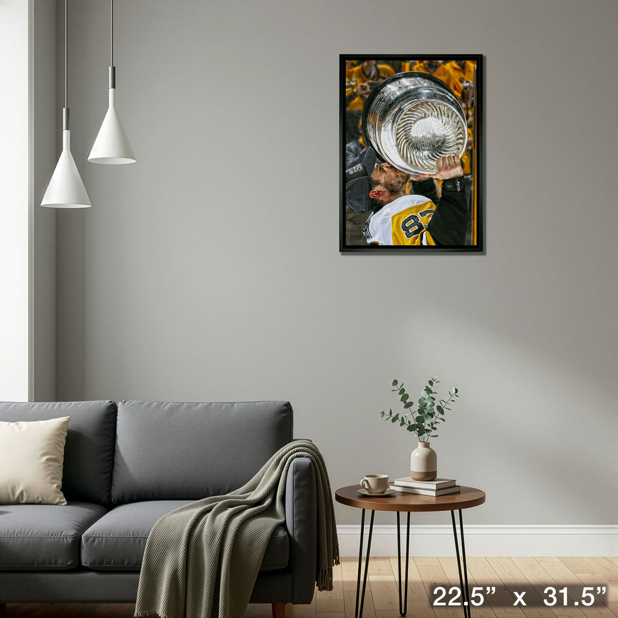 Sidney Crosby Pittsburgh Penguins Framed 20x29 Kissing Cup Canvas – Detail – Frameworth