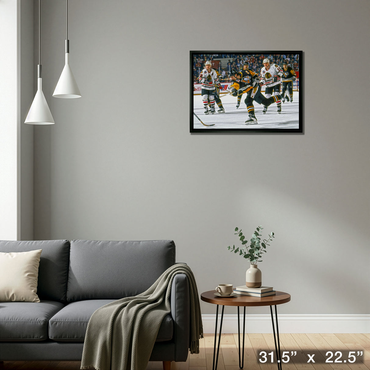 Mario Lemieux Pittsburgh Penguins Framed 20x29 Shooting Canvas – Detail – Frameworth