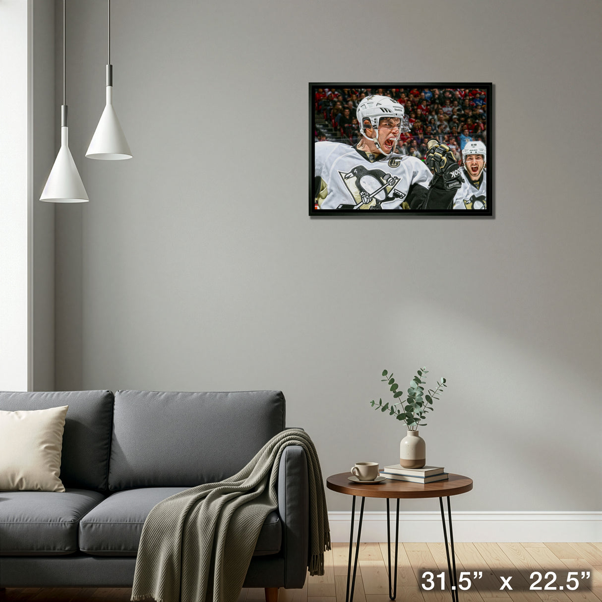 Sidney Crosby Pittsburgh Penguins Framed 20x29 Goal Celebration Close-Up Canvas – Detail – Frameworth