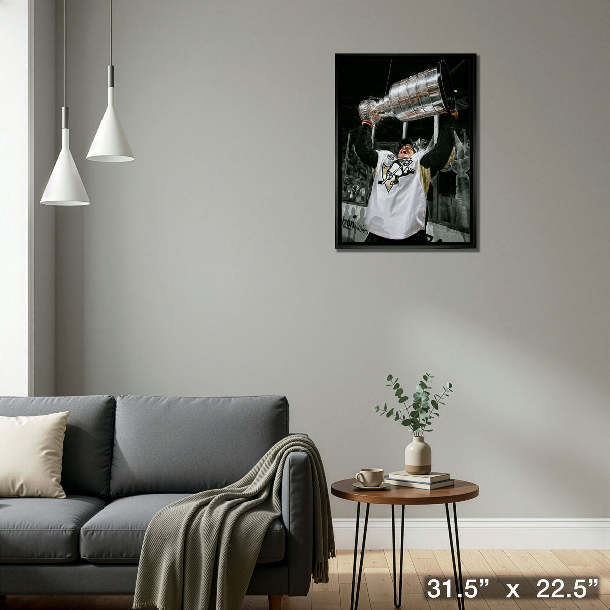 Sidney Crosby Pittsburgh Penguins Framed 20x29 Raising Cup Spotlight Canvas – Detail – Frameworth