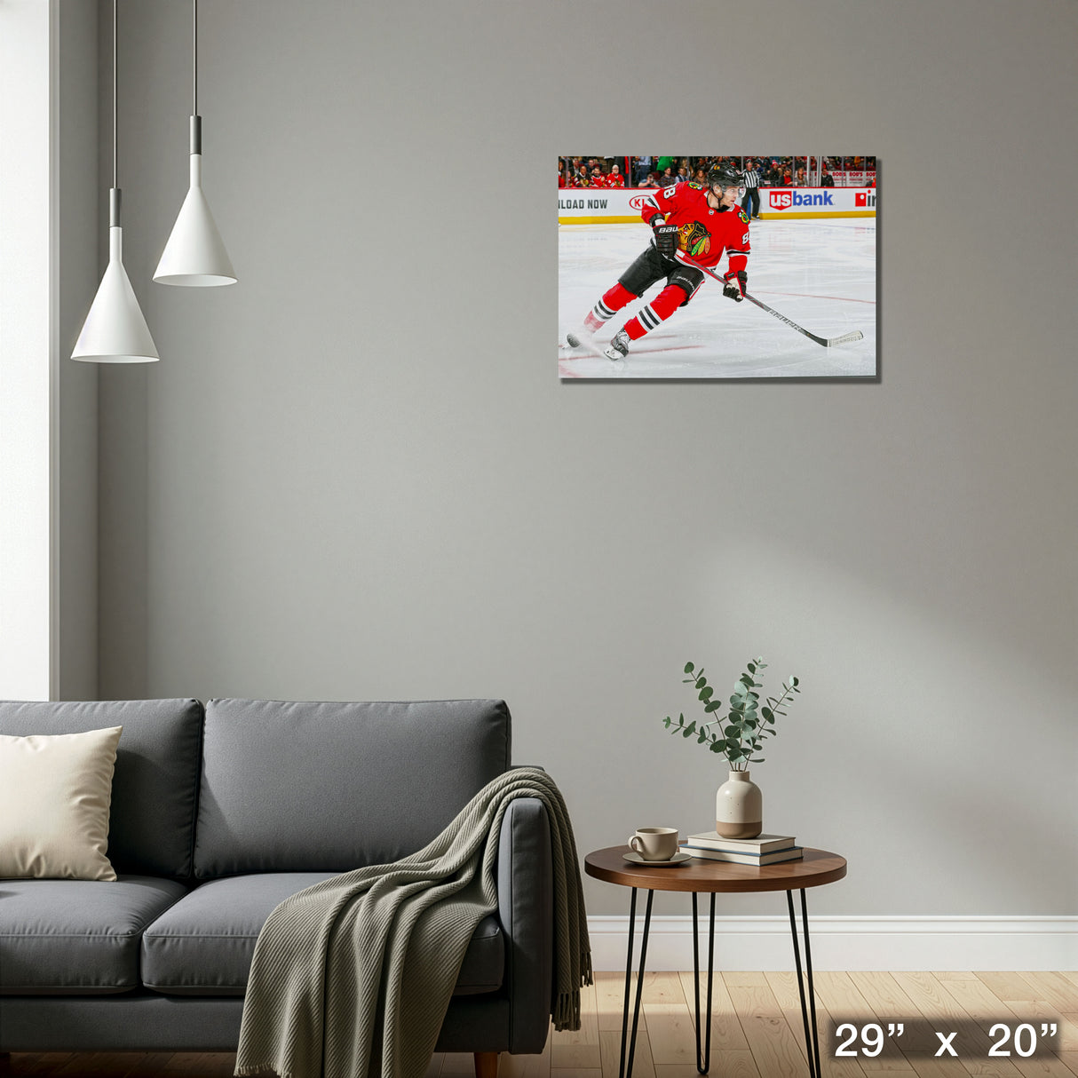 Patrick Kane 20x29 Framed Canvas Blackhawks Red-H Skating – Detail – Frameworth