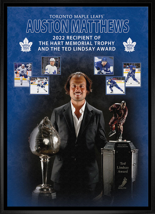 Auston Matthews Framed Toronto Maple Leafs 20x29 2022 Trophy Collage Canvas