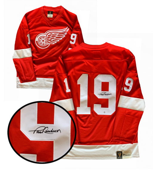 Paul Henderson Signed Detroit Red Wings Red Fanatics Vintage Jersey - Frameworth Sports Canada 