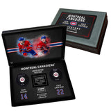 Nick Suzuki / Cole Caufield Signed Pucks in Deluxe Case Canadiens LE99