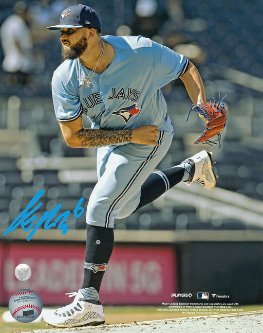 Alek Manoah Signed 8x10 Unframed Photo Blue Jays Light Blue Follow Through-V - Frameworth Sports Canada 