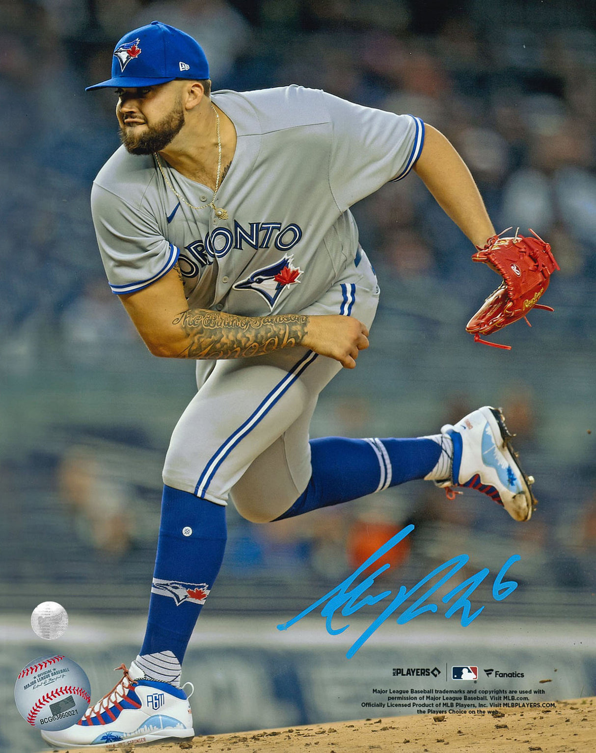 Alek Manoah Signed 8x10 Unframed Photo Blue Jays Grey Follow Through-V