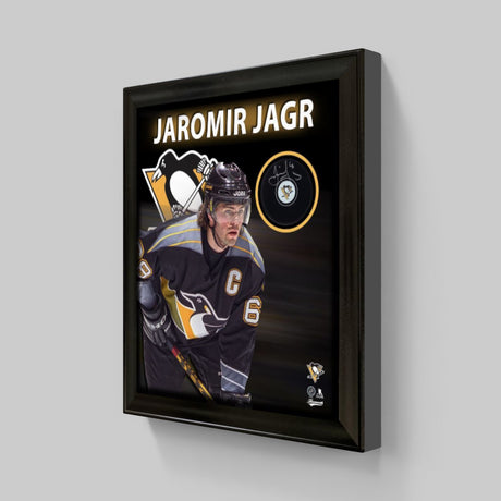 Jaromir Jagr Signed Framed PhotoGlass Pittsburgh Penguins Puck