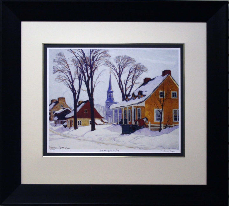 Winter Morning In Baie St Paul Framed By Clarence Gagnon