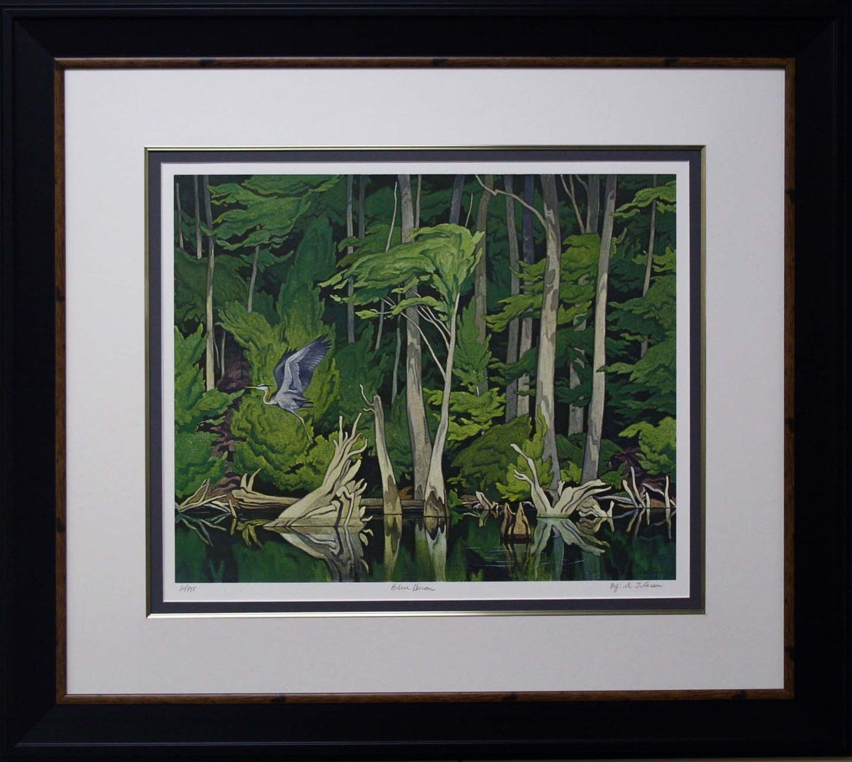 Blue Heron Framed By Aj Casson - Frameworth Sports Canada 