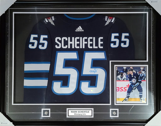 Mark Scheifele Signed Framed Winnipeg Jets Blue Adidas Jersey - Frameworth Sports Canada 