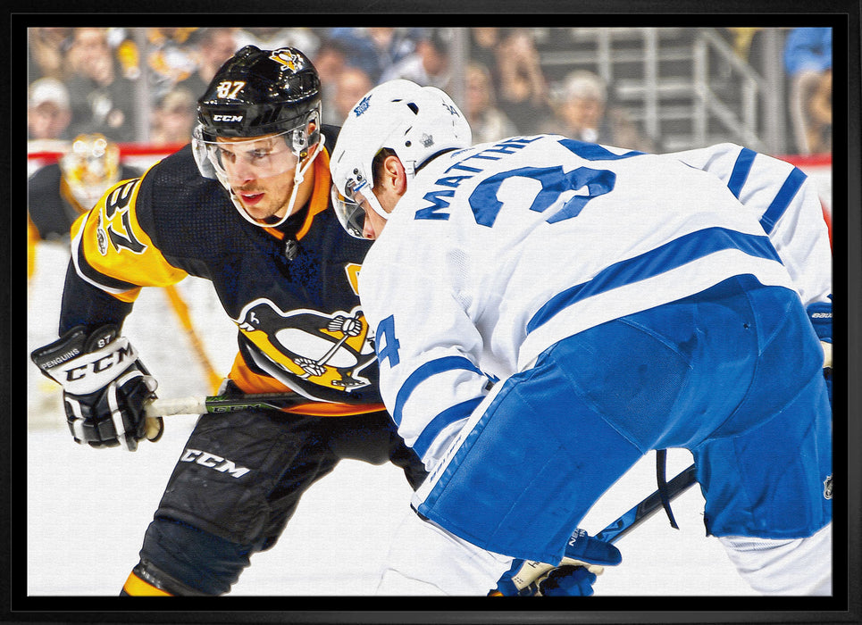 Sidney Crosby & Auston Matthews Framed 20x29 Face-Off Canvas