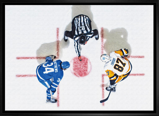 Sidney Crosby & Auston Matthews Framed 20x29 Overhead Canvas - Frameworth Sports Canada 