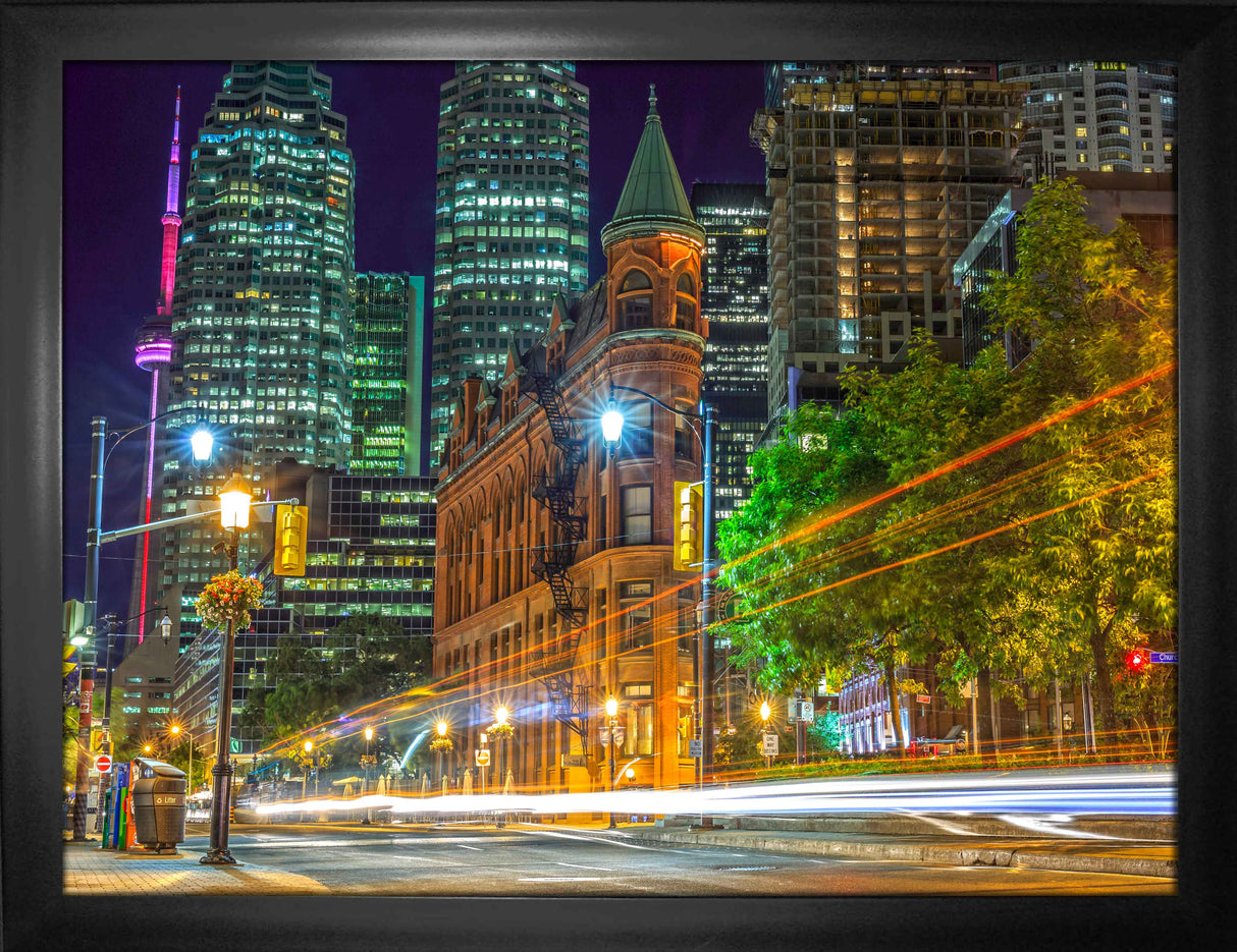 Toronto, Canada 24x32 Framed Canvas Old City - New City - Frameworth Sports Canada 