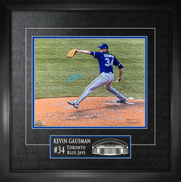 Kevin Gausman Signed Framed 16x20 Toronto Blue Jays Throwing Back View Action Photo