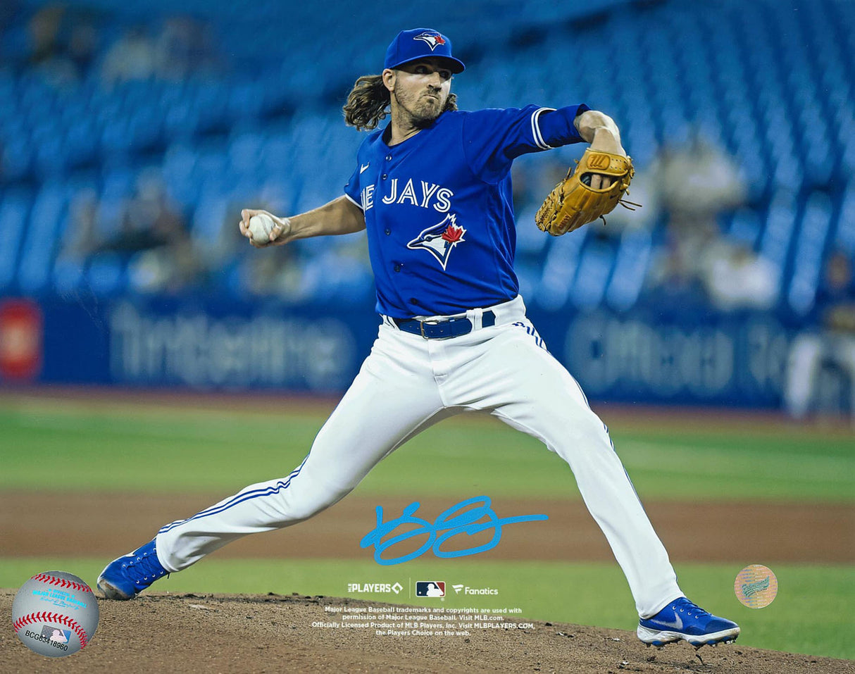 Gausman,K Signed 8x10 Unframed Toronto Blue Jays Blue Wind Up Front view Photo - Frameworth Sports Canada 