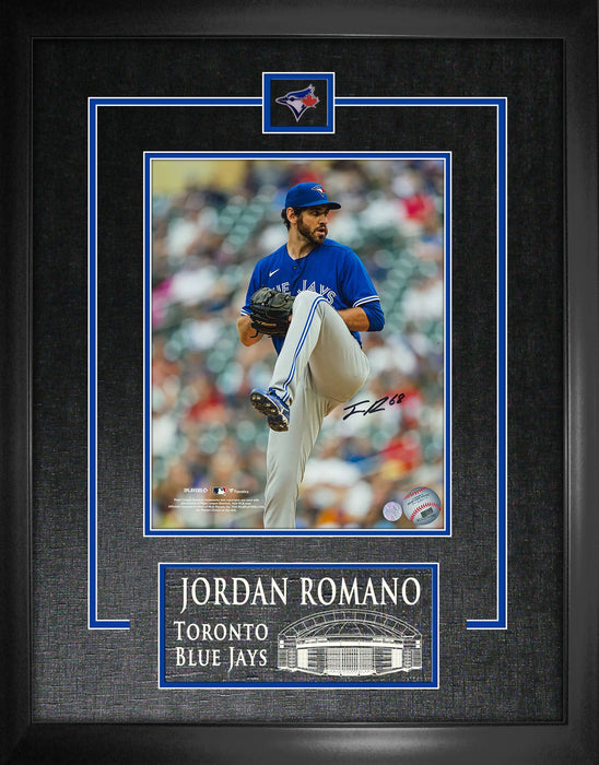 Jordan Romano Signed 8x10 Etched Mat Photo Blue Jays Blue Wind Up-V - Frameworth Sports Canada 