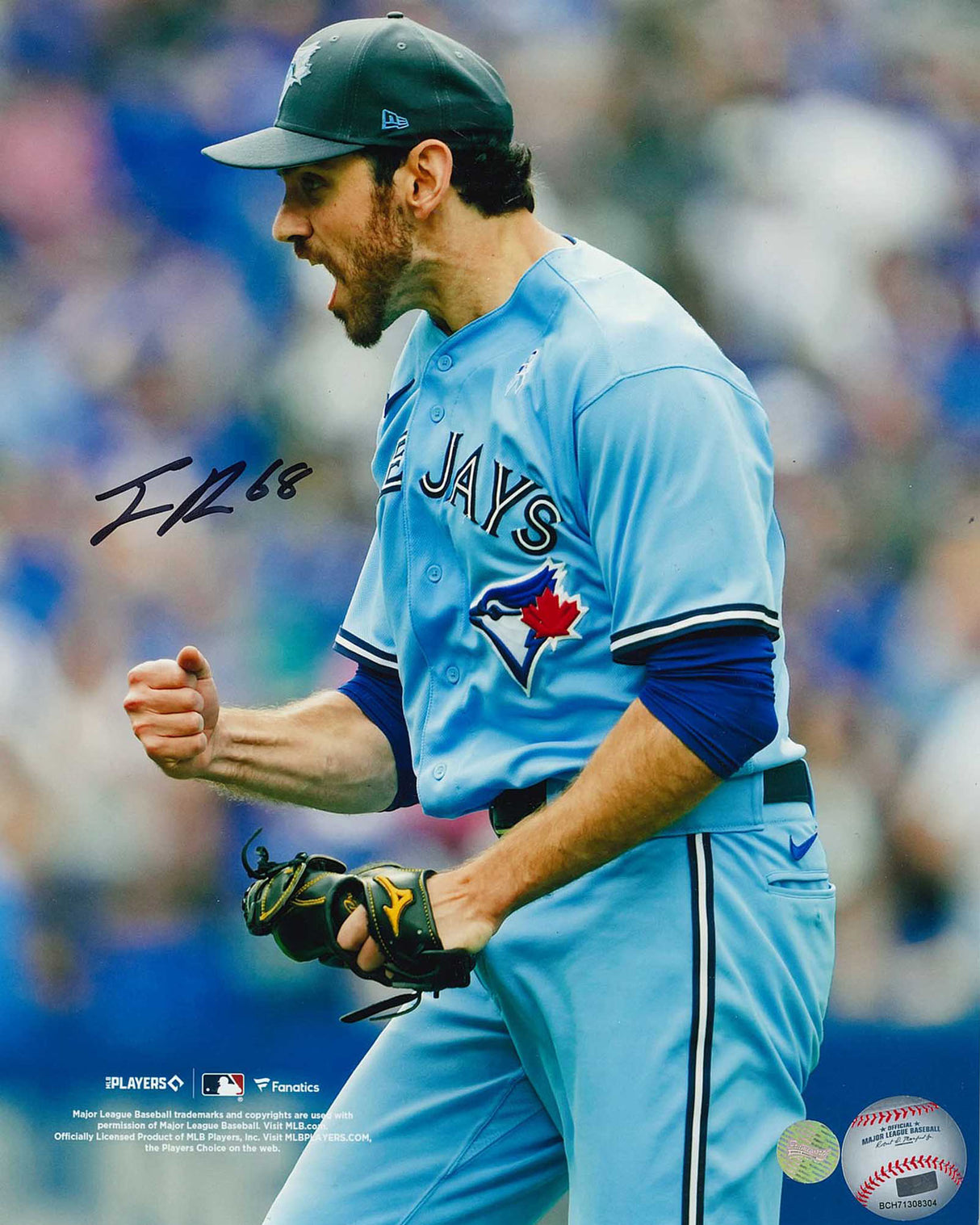 Jordan Romano Signed 8x10 Unframed Toronto Blue Jays Light Blue Celebration Photo