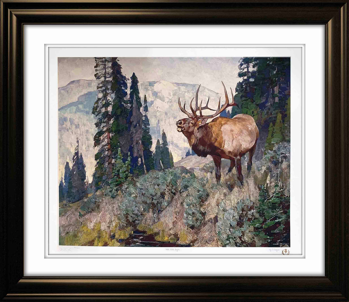 Wind River Bugler Framed By Carl Rungius - Frameworth Sports Canada 