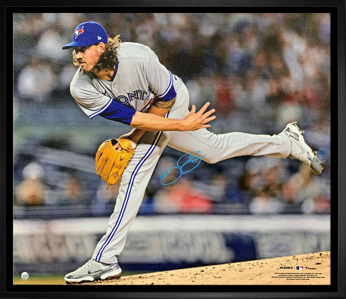 Kevin Gausman Signed Framed 16x20 Toronto Blue Jays Grey Action Canvas - Frameworth Sports Canada 