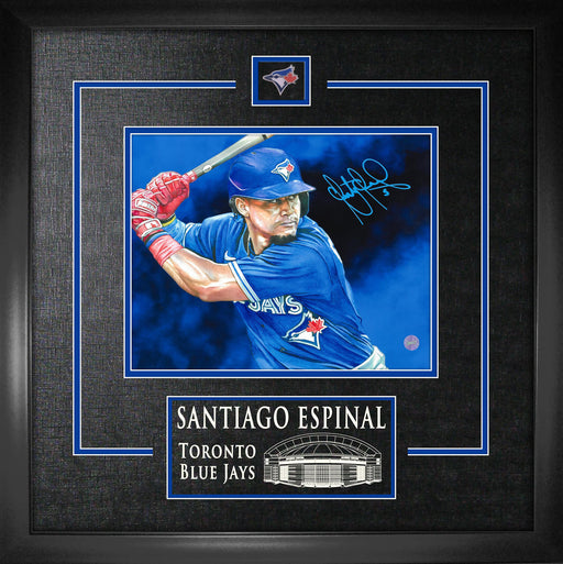 Santiago Espinal Signed Framed 8x10 Toronto Blue Jays Blue Art Photo - Frameworth Sports Canada 
