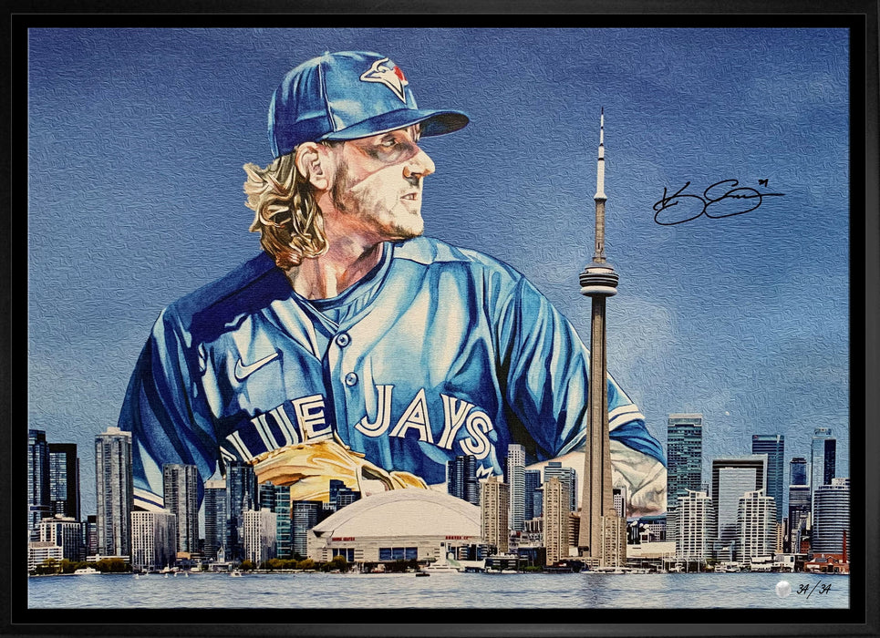 Kevin Gausman Signed 20x29 Framed Canvas Jays Blue-H Skyline LE/34 - Frameworth Sports Canada 