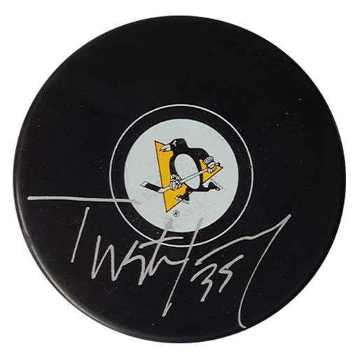 Tristan Jarry Signed Pittsburgh Penguins Logo Puck - Frameworth Sports Canada 