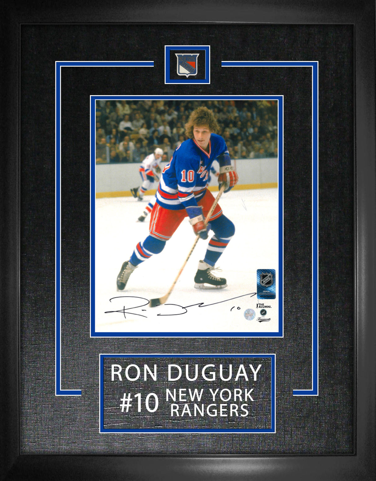 Ron Duguay Signed Framed New York Rangers Action 8x10 Photo