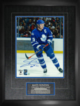 Mats Sundin Signed 11x14 Framed Maple Leafs Player Blue w/Stick-V - Frameworth Sports Canada 