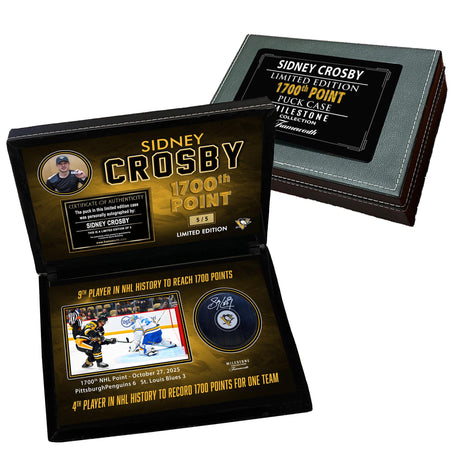 Sidney Crosby Signed Puck in Deluxe Case 1700 Points (Limited Edition of 5) - AUCTION
