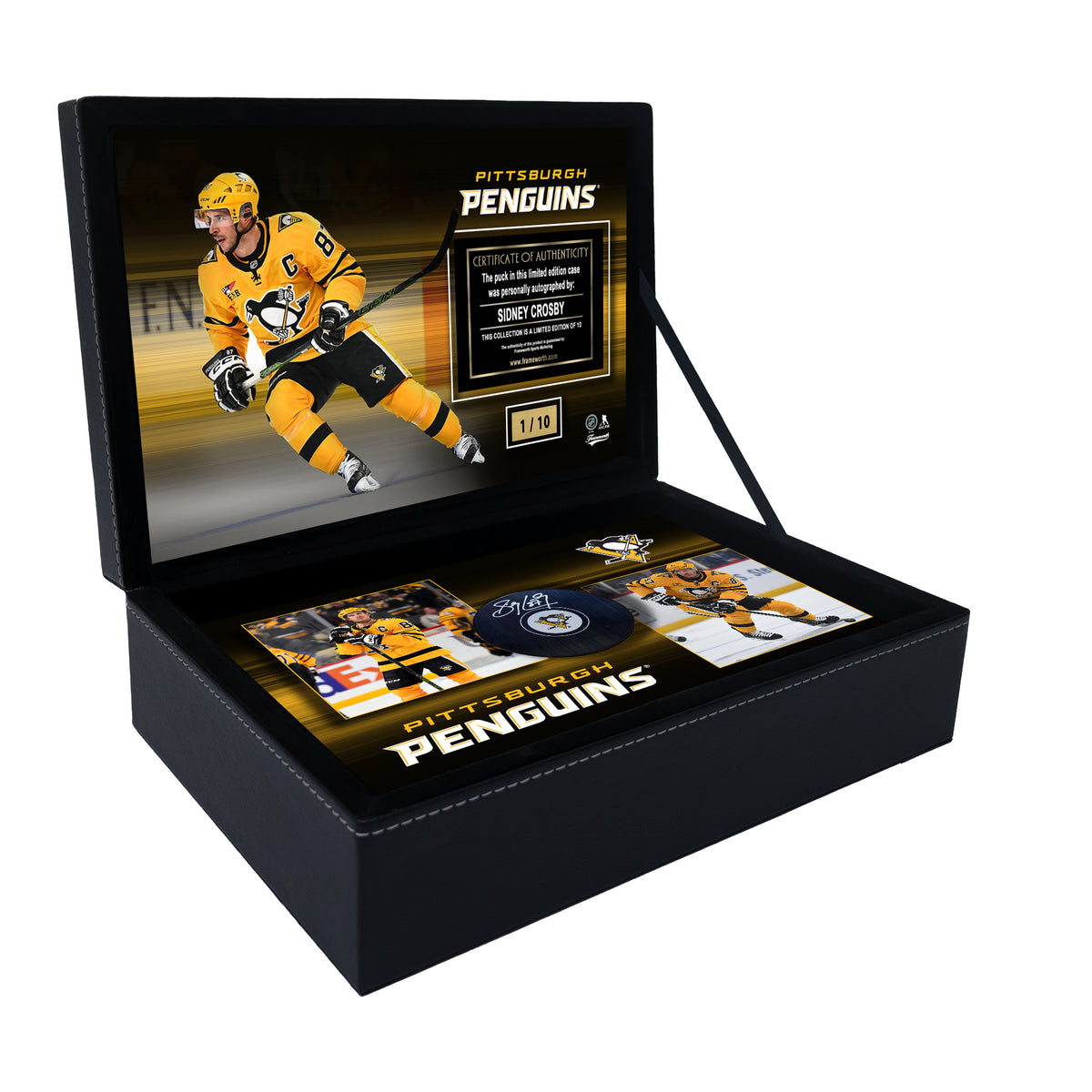 SIDNEY CROSBY ROAD TO 500 GOALS SIGNED PUCKS & USED NET FRAMEWORTH COA LE /87 SIDNEY CROSBY ROAD TO 500 GOALS SIGNED PUCKS & USED NET FRAMEWORTH COA LE /87