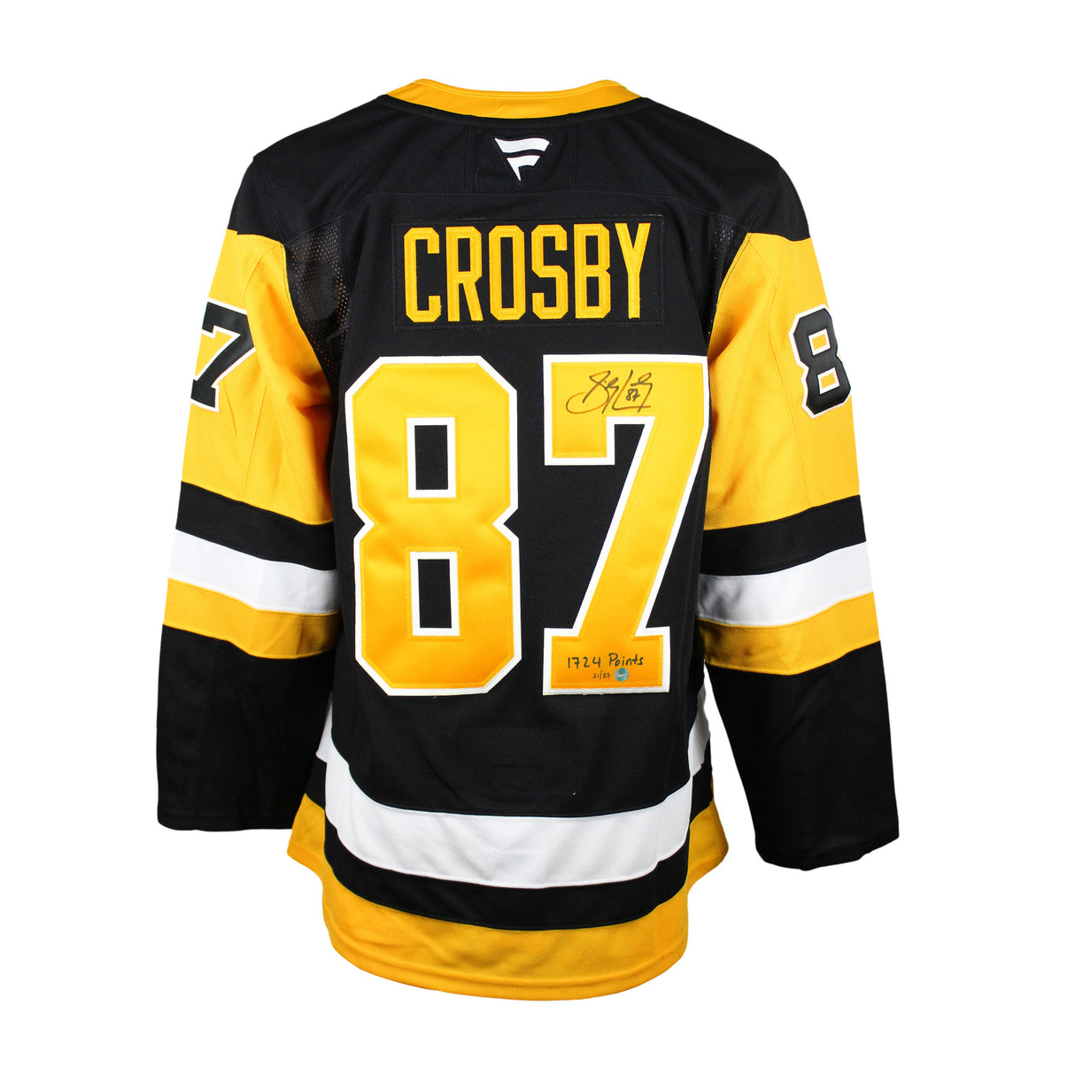 Sidney Crosby Signed Pittsburgh Penguins Fanatics Premium Home Jersey Inscribed 1724 PTS