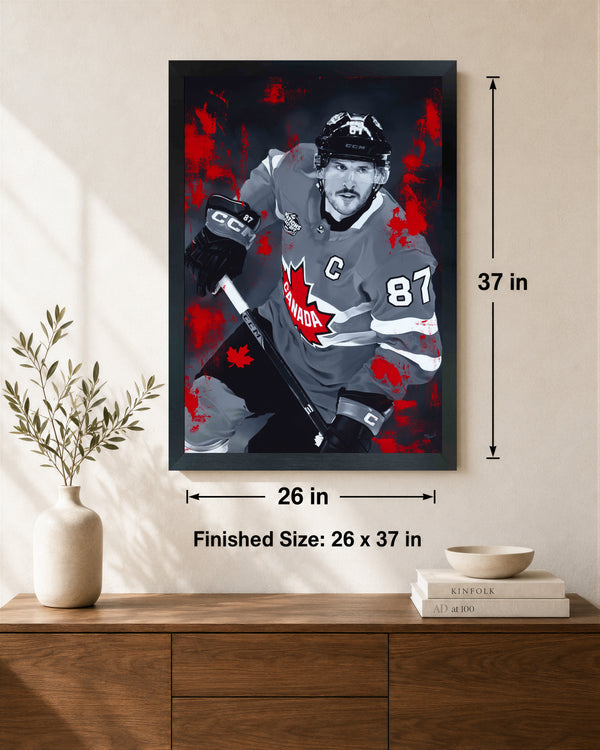 Sidney Crosby 2025 Four Nations Poster Framed 26x37 - lifestyle 4